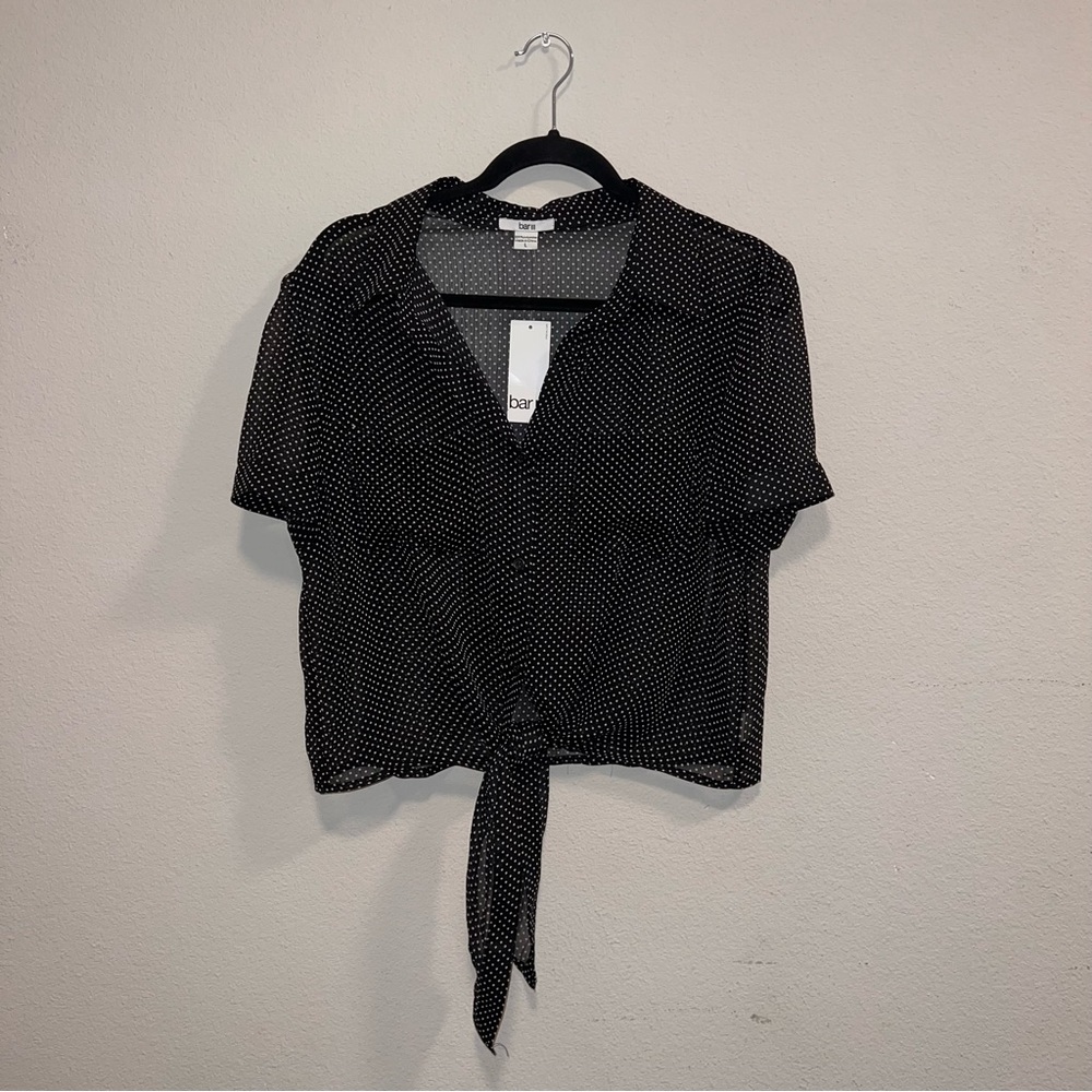 Bar III Black Polka Dot Women's Top